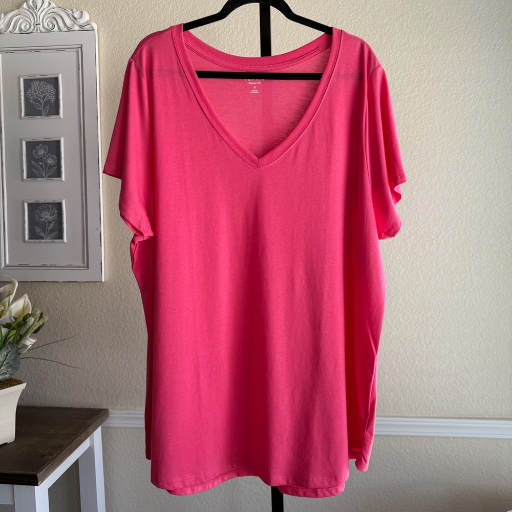 Plus Size Relaxed Barbie Pink V Neck Top Torrid 4X Lounge Soft Everyday Comfort - Picture 1 of 7